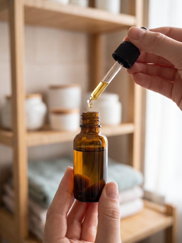Dropper bottle of essential oil